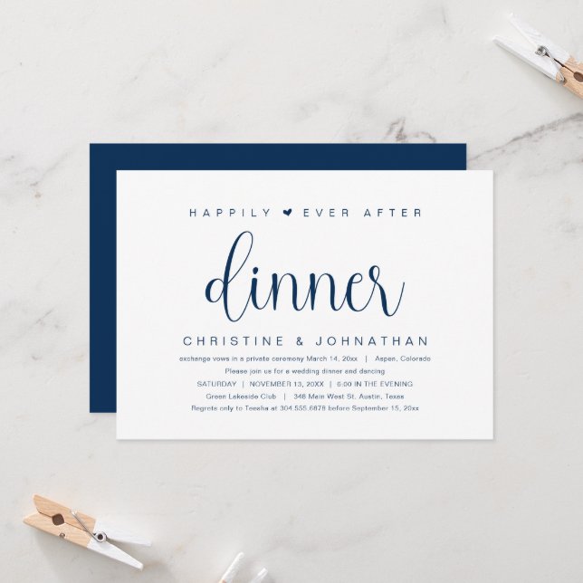 Invitation Fuite de mariage, dîner de bonheur éternel Invit (Devant/Arrière en situation)