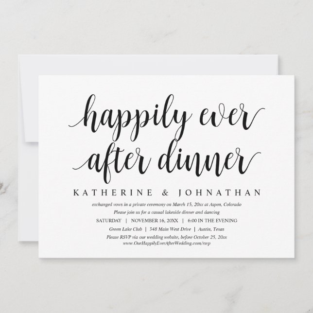 Invitation Fuite de mariage, dîner de danse pour toujours heu (Devant)