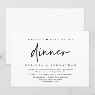 Invitation Fuite de mariage, dîner heureux pour toujours aprè