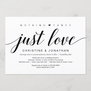 Invitation Fuite de mariage, élégant et classe Script noir