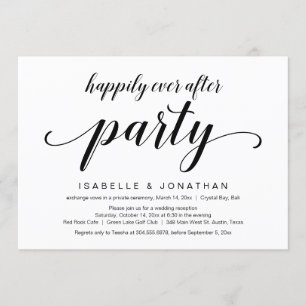 Invitation Fuite de mariage, élégant et classe Script noir