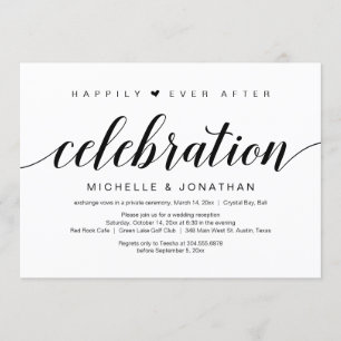 Invitation Fuite de mariage, élégant script noir