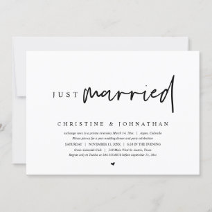 Invitation Fuite de mariage, juste mariés