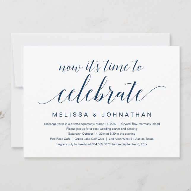 Invitation Fuite de mariage, Maintenant, c'est l'heure de cél (Devant)