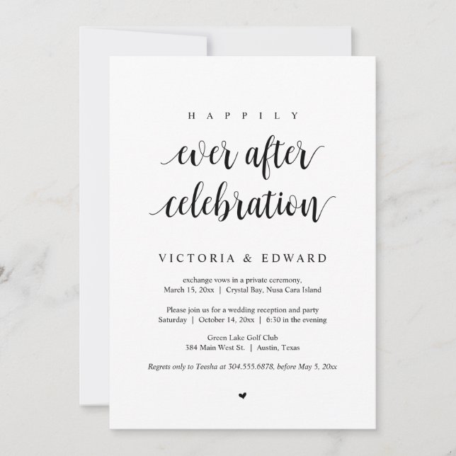 Invitation Fuite de noces, Célébration de bonheur éternel (Devant)