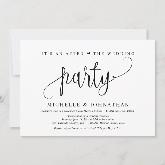Invitation Fuite de noces, c'est une fête après le mariage (Devant)