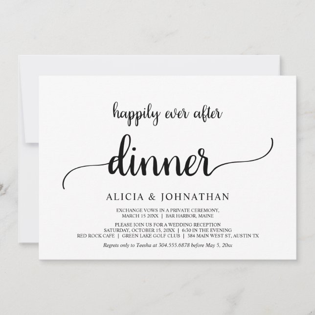 Invitation Fuite, dîner Happily Ever After, Rustique (Devant)