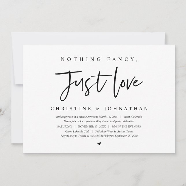 Invitation Fuite en Amour pour notre Mariage, Rien de Fantais (Devant)