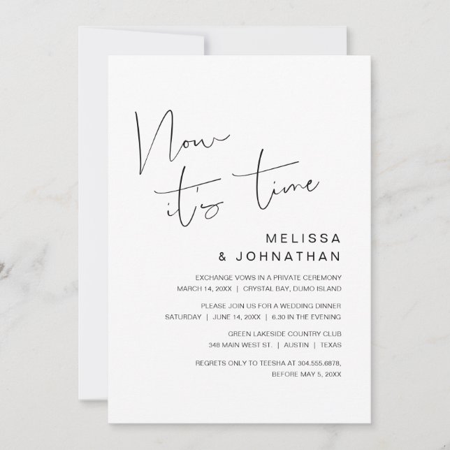 Invitation Fuite en amoureux, C'est maintenant le moment (Devant)