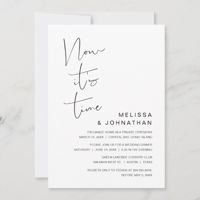 Invitation Fuite en amoureux, c'est maintenant l'heure Invita (Devant)