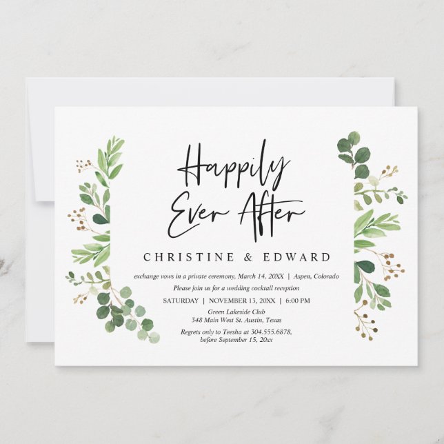 Invitation Fuite en amoureux, dîner pour toujours heureux (Devant)