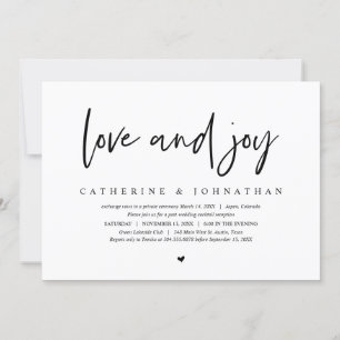 Invitation Fuite en mariage, Moderne Minimaliste, Amour et jo