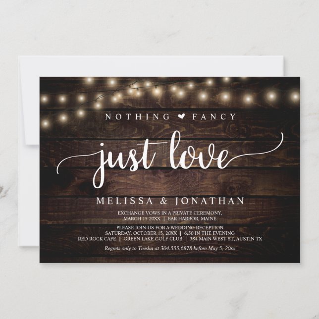Invitation Fuite en mariage, Rien de fantaisiste juste une in (Devant)