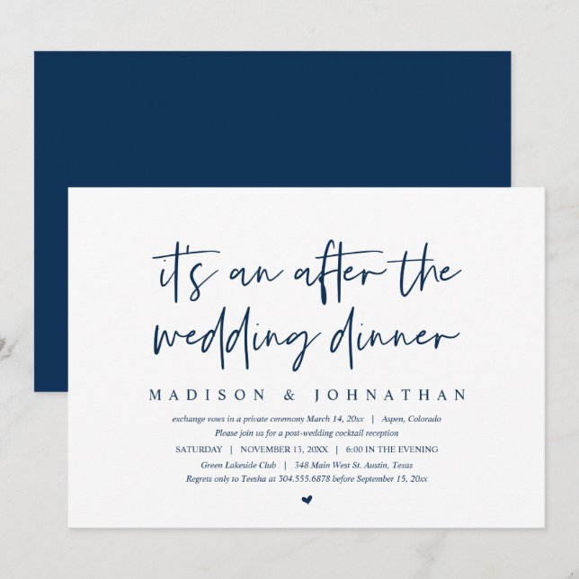Invitation Fuite moderne, Après le dîner de mariage Invitat (Devant / Derrière)
