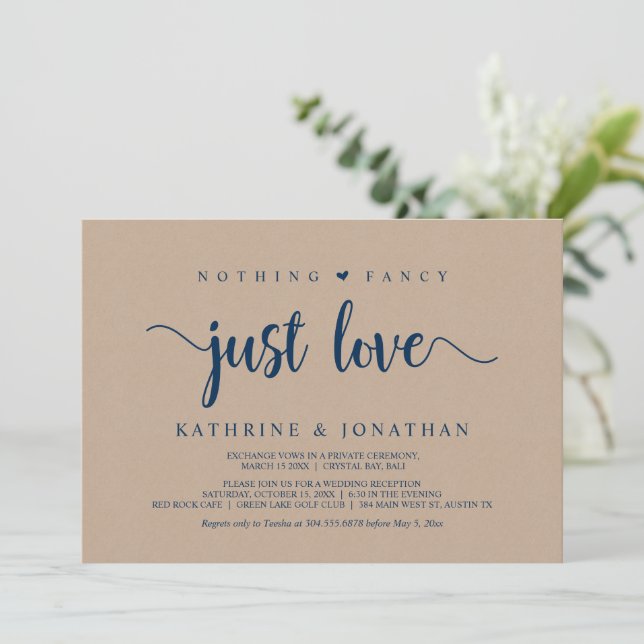 Invitation Fuite, Rien de Fantaisie Juste Amour, Kraft Modern (Debout devant)