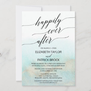 Invitation Fuite sur la plage à l'aquarelle Aqua et Or