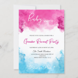 Invitation Fumée rose et bleu Bébé Révélation de genre