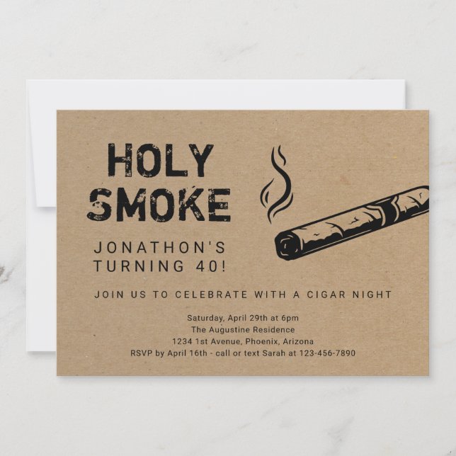 Invitation Fumée Sainte Cigar Nuit Anniversaire Retraite (Devant)