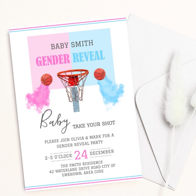Invitation Fumer Basketball Sport Bébé Genre Révéler (Créateur téléchargé)