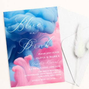 Invitation Fumer Bleu et rose bébé Fête de la révélation de g