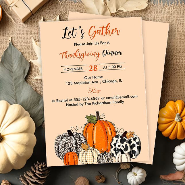 Invitation Fumpkin Rassemblons Thankgiving Dinner Party (Créateur téléchargé)