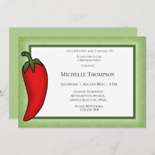 Invitation Fun 90e ou n'importe quel âge Red Hot Pepper Anniv
