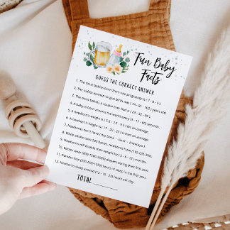 Invitation Fun Baby Facts Game Baby Is Brewing card pink