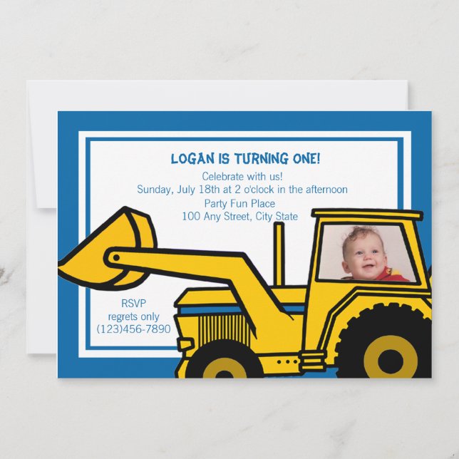 Invitation Fun Backhoe/ Photo (Devant)