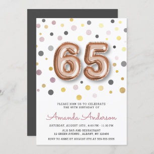 Invitation Fun Balloon moderne 65e anniversaire