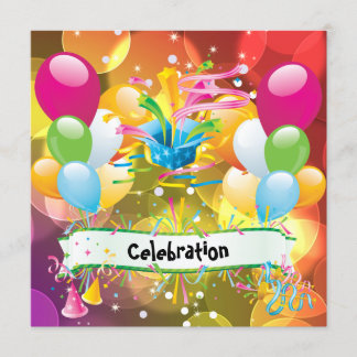 Invitation Fun Balloons Streamers Fête