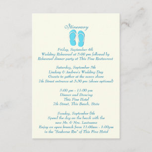 Invitation Fun Beach Flip Flops Blue Mariage Intinéraire
