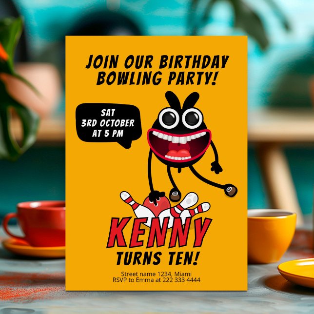 Invitation Fun Bowling Bash fête d'anniversaire (Créateur téléchargé)