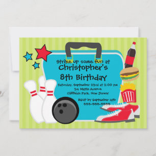 Invitation Fun Bowling Boys Birthday Party