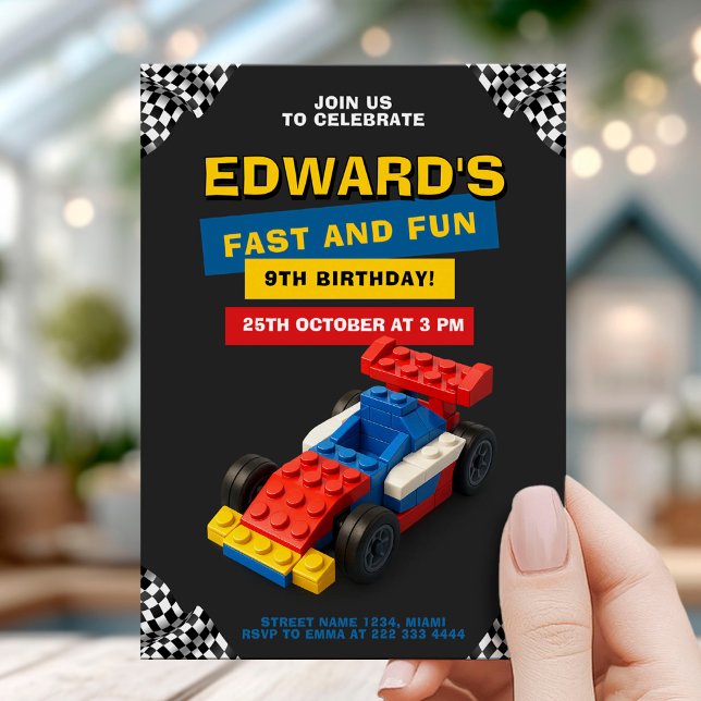 Invitation Fun Brick Racer Birthday Party (Créateur téléchargé)