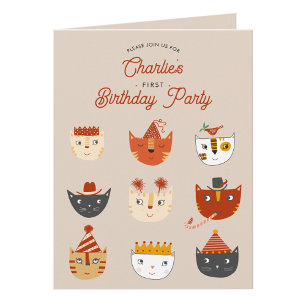 Invitation Fun Chat Personnalisé 1er Anniversaire Fête Invita