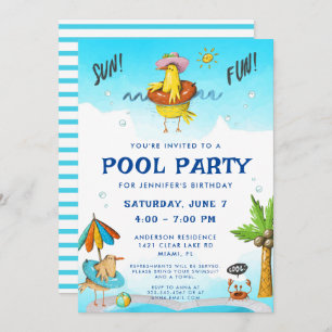 Invitation Fun Cool Pool Party Anniversaire