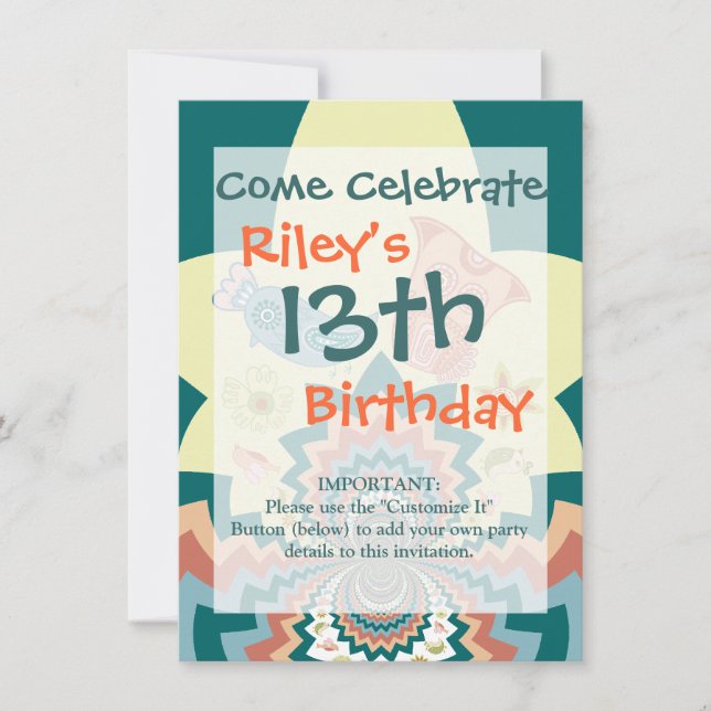Invitation Fun Crazy Owl Birds Chevron Motif (Devant)