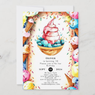 Invitation Fun Creamme glacée sur mesure Anniversaire