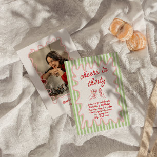 Invitation Fun d'anniversaire photo coloré tiré à la 30ème ma