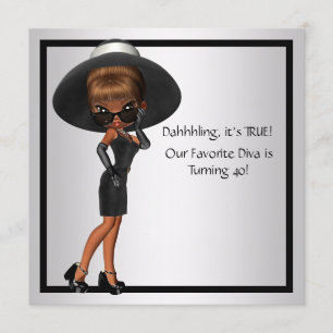 Invitation Fun Diva Favorite femmes Black 40e Anniversaire fê