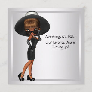 Invitation Fun Diva Favorite femmes Black 40e Anniversaire fê