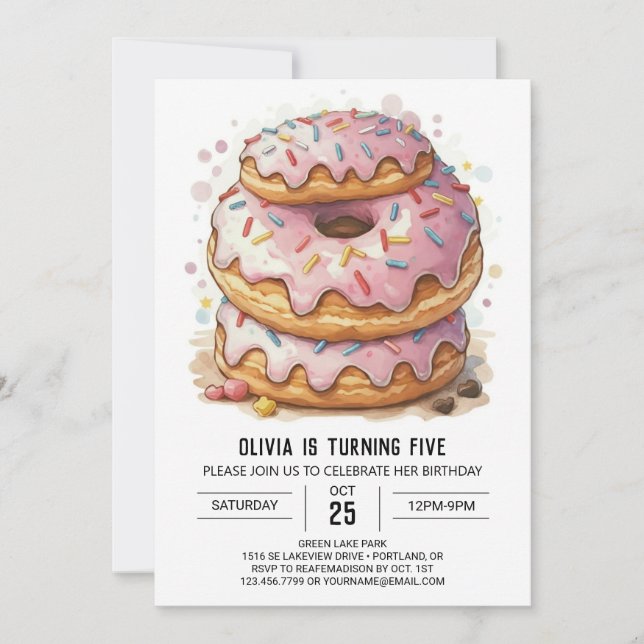 Invitation Fun Editable Donuts Anniversaire (Devant)