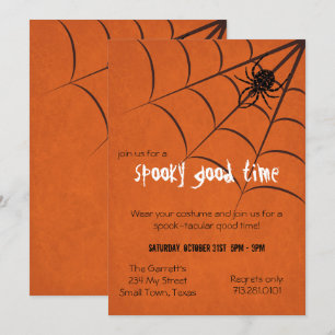 Invitation Fun Éffrayant Spider et Web Black Orange Halloween