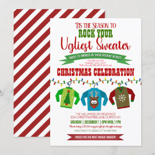 Invitation Fun et Festive Fête de Sweater Noël laid