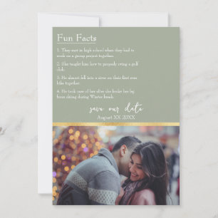 Invitation Fun Facts about the Bride & Groom Photo Sage Green
