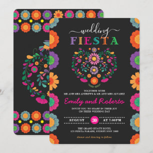 Invitation Fun & Festif Mariage Fiesta Floral Mexicaine Wreat