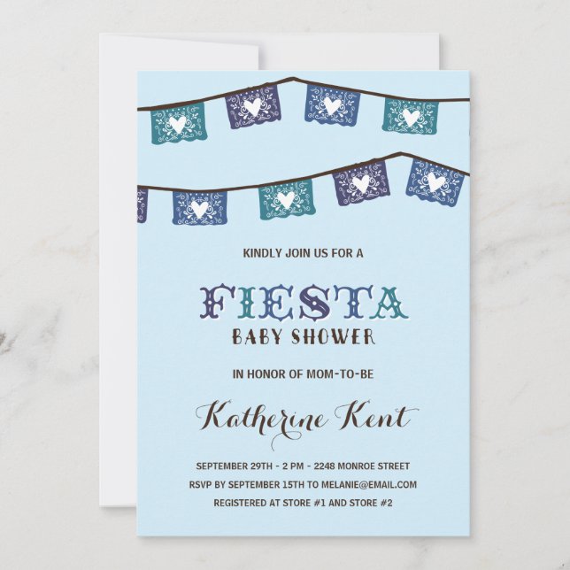 Invitation Fun Fiesta | Baby shower Blue Boys (Devant)