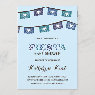 Invitation Fun Fiesta Baby shower Blue Boys