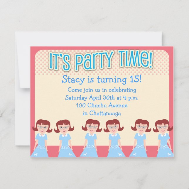 Invitation Fun Fifties Girls Party Time (Devant)