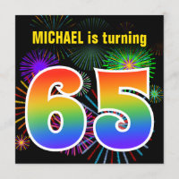 Fun Fireworks + Rainbow Motif "65" Anniversaire n°